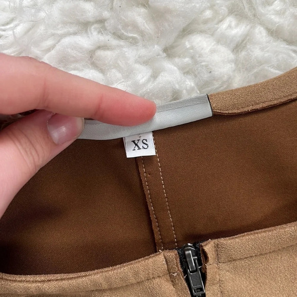 Bryn Walker LAGENLOOK Conrad Zip Jacket Faux Suede Camel Size XS - Picture 6 of 9